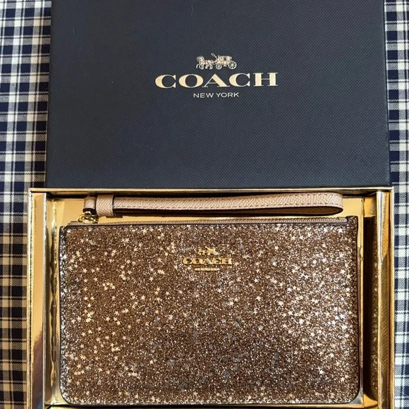 Coach Gold Glitter Wristlet - Picture 2 of 7